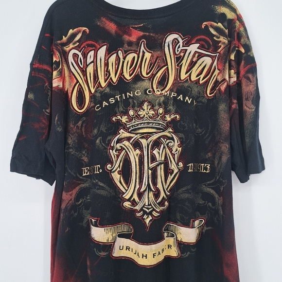 Affliction X Jenco Y2K Streetwear Silver‎ Star Graffiti Tattoo Art T Shirt XXL - Picture 4 of 6